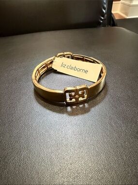 Liz Claiborne Gold-Tone Stretch Bracelet with Signature Buckle Accent
